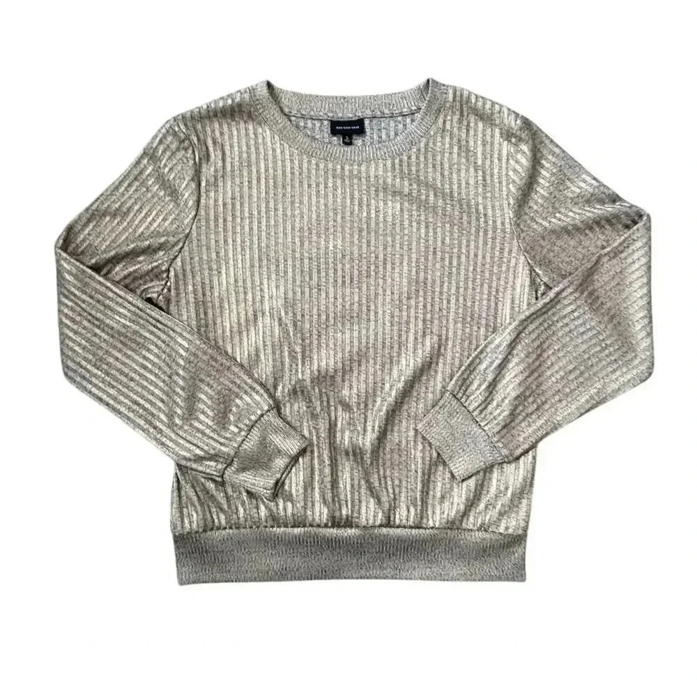 Who What Wear Women's Gold Metallic Balloon Sleeve Sweater Size S
